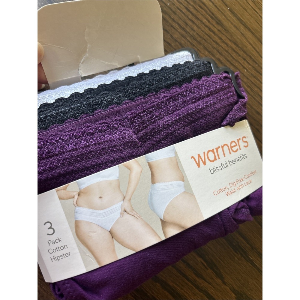 Warners Blissful Benefits Dig-Free Cotton With Lace Hipster 3-Pack Size 2XL - Picture 6 of 6